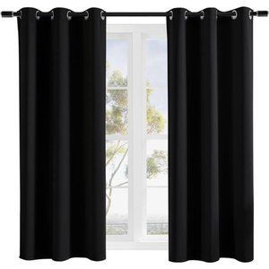 Room Darkening BlackoutCurtains for Bedroom 2Panel,Grommet Top(42x63 Inch,Black)